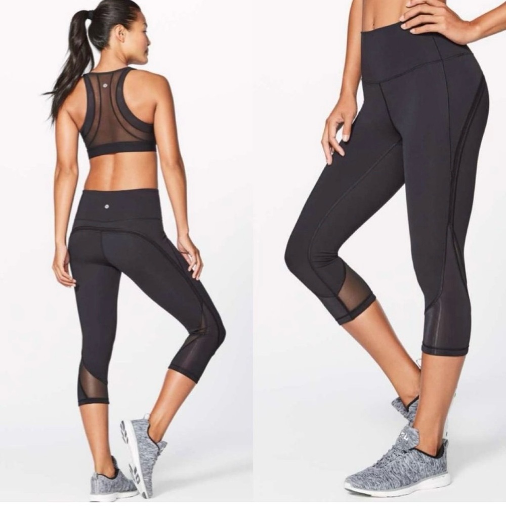 Lululemon Black Fresh in Mesh Crop 19” Leggings Women’s Size 8  W6AHBS